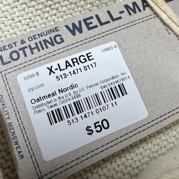 NWT St John’s Bay Fair Isle Mock Neck quarter zip sweater oatmeal Nordic mens xl - Picture 7 of 10